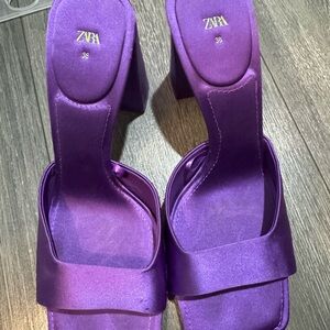 Zara Purple Satin Heeled Sandals